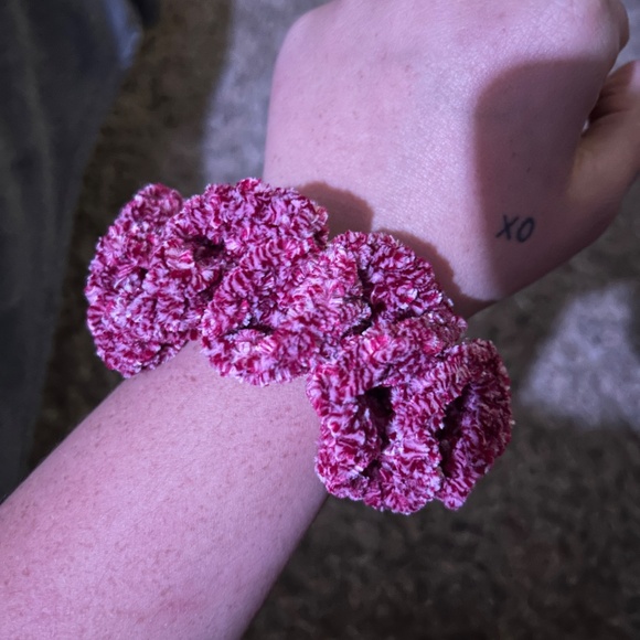 Handmade Crochet large fuzzy scrunchies - Picture 4 of 4